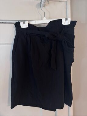 Black Waist Tie Skirt - Women